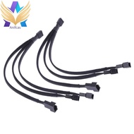 4 pin PWM Fan Cable One-to-Three PWM Fan Splitter Black Sleeved Extension Cable