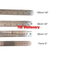 Steel Ruler / Stainless Steel Ruler / Pembaris Besi / Metal Ruler 15cm / 30cm / 60cm / 100cm / 6"  /