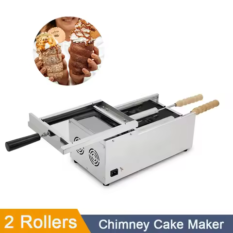 With 2 Roller Electric Hungarian Chimney Cake Maker Chimney Cake Rolls Grill Oven Machine Waffle Mak
