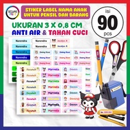 [Contents 90 PCS] Custom Children's Name Label Stickers Size 3 x 0.8 cm - Waterproof Children's Stat