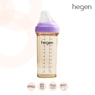 Hegen ขวดนมทรงเหลี่ยมPPSU ขวดนมสีชา ขนาด 11oz/330ml พร้อม จุกนมเสมือนนมแม่ เบอร์ 3 Fast Flow สำหรับ 