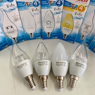หลอดไฟขั้ว E14 หลอดจำปาขุ่น/ใส หลอดไฟระย้า หลอดเทียน หลอดเปลวเทียน หลอดไฟ LED 4 w ขั้ว E 14 WRACER แ