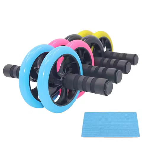 Double wheel colorful abdominal exercise wheel, abdominal muscle trainer, suitable for core exercise