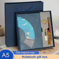 (Can Engrave Logo) A5 soft leather subject notebook, meeting minutes pad, business journal, student 