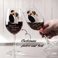 1pc 400ml Customizable Wine Glass, Personalized Wedding Glass, Photo & Text Customized, High Borosil