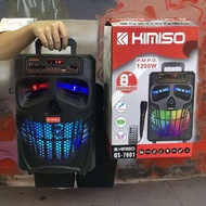 SPEAKER 8 INCH SUBWOOFER LAPANGAN SPEAKER BLUETOOTH BASS KIMISO 8-INCI PORTABEL QS-7801 OUTDOOR BLUE