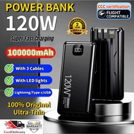 【SG STOCK 】CCC 100% Original 120W 100000mAh Powerbank Mini Powerbank Portable Digital Display Ultra-