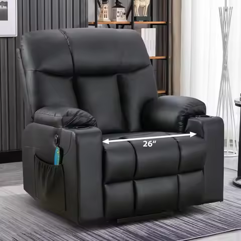 26" Extra Wide Lift Recliner Chair with Heat and Massage, Faux Leather Power Lift Chair Massage Chai