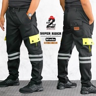 UP2ME : กางเกงคาร์โก้ รุ่น Super Rider ขายาว กระบอกเล็ก ติดแถบสะท้อนแสง กระเป๋าข้างแต่งสี เอว 26-48
