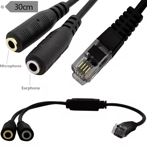 RJ9 Plug To 2 X 3.5mm Jack Convertor Cable for PC Computer Headset To Avaya 1600 9600 SNOM Yealink P