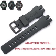 Tali Jam Tangan Karet เหมาะสำหรับ Casio ProTrek PRG-300 PRW3000/3100/6000/6100Y PRG300สายรัดข้อมือกันน้ำผู้ชายอุปกรณ์เสริมนาฬิกากําไลสีดำ