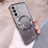 Casing Samsung A15 4G Plating Transparent Glitter Case For Wireless Magnetic Shockproof Casing SFWX0