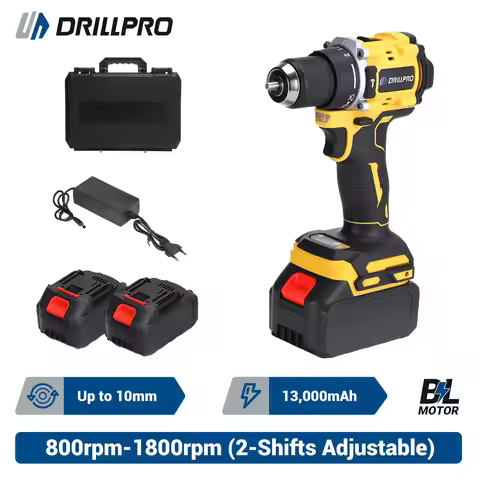 Drillpro Brushless Electric Drill 120N.M Torque 2-Speed Adjustable Cordless Electric Impact Driver I