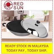 40CM 42CM 45CM RED SUN HARD ANODIC HEALTHY WOK WITH LID