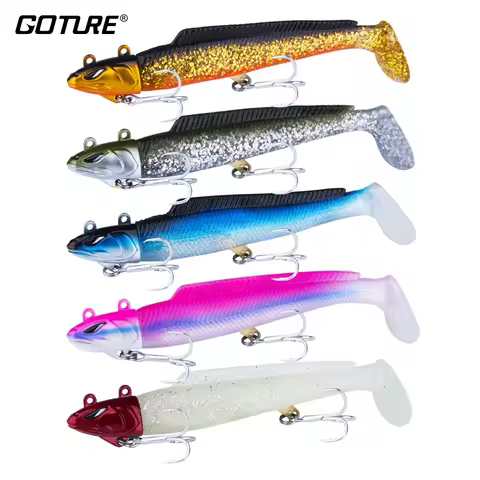 Goture 5pcs/set Jig Head Soft Fishing Lure Silicone Wobblers Swimbait Artificial Bait for Carp Pike