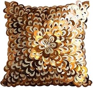 The HomeCentric Copper Euro Sham, Pack of 2, 65x65 cm (26"x26") Euro Shams, Textured Sequins Flower Floral Theme Euro Cushion Shams, Silk Euro Shams, Solid Modern Euro Shams, Solid - Floral Lust