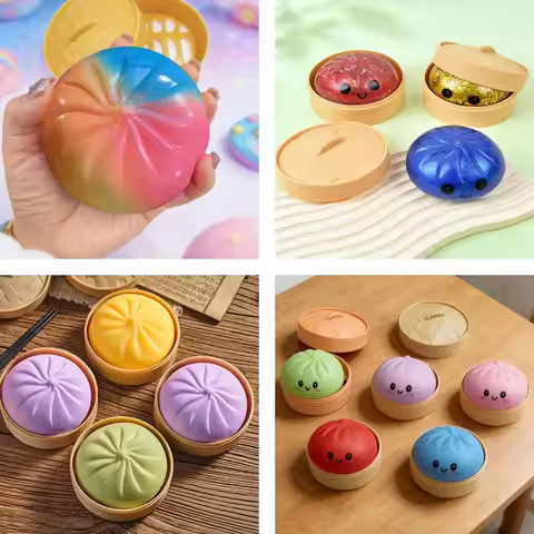 Reusable Colorful Dumpling Squishes Stress Balls Low Rebound Decompression Toys Dough Ball Unique Ho