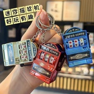 Mini Slot Machine Keychain, Funny Casino Fruit Machine Toy Key Ring, Portable Fidget Toy B