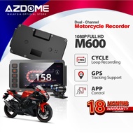 AZDOME M600 1080P Full HD Dual Channel Front & Rear Motorcycle Dash Cam App Motorcycle Camera Drivin