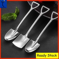 LT999 2PCS Novelty Stainless Steel Flatware Shovel Spoon Spade Coffee Ice Cream Dessert Spoons Suita