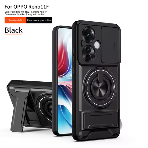For OPPO RENO 10 11 Pro Plus 11F F25 PRO Plastic hard sliding window double bracket magnetic ring pr