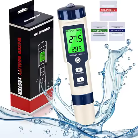 TDS EC PH Meter for Water 5 in 1 PH Temp TDS and EC Meter,Salinity Meter,PH Tester,TDS Meter Digital