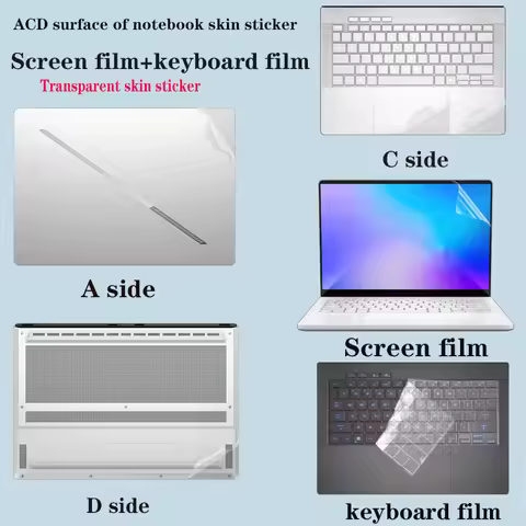 For ROG Zephyrus G16 G14 GU605 GA403 Laptop transparent skin body sticker easy-to-cut shell protecti