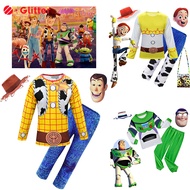 Disney Anime Toy Story Woody Buzz Lightyear Cosplay Costume for Kids Boy Jessie T shirt Pants Mask H
