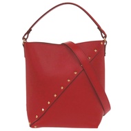 Valentino Garavani Rockstud Whispy 水桶包，兩用單肩包，貨號 5W2B0Q00PIY，金色五金，RED皮革手提包，0468，成色極佳 [二手] Valentino G