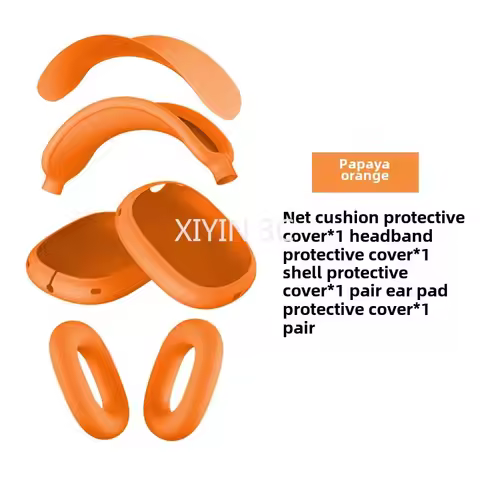 Four in one Orange Color Silicone Protective Cover TPU Case Suitable for 2025 New AirPods Max/2 head