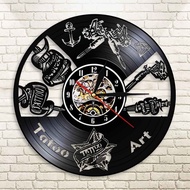Wall Clock Silent Sweep Second Record Logo Salon Clock Studio Vinyl Tattoo Cross-Border Vinyl Tattoo