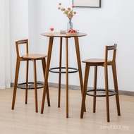 Round Solid Wood Table Chair Table Bar High Table Household Leisure Small Feet Bar Cafe High Window 