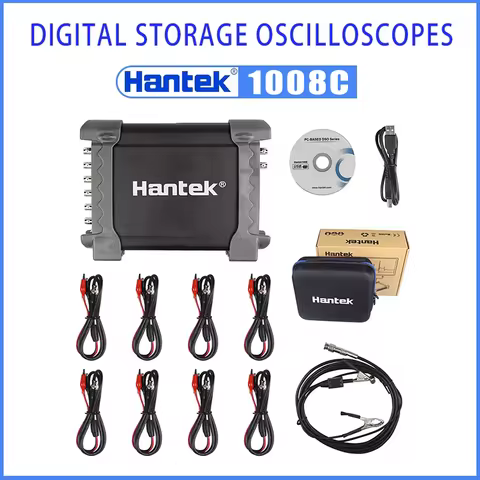HANTEK 1008C Digital Oscilloscope 8 Channel Programmable Signal Generator with Auto Ignition Probe U
