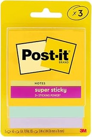 [SG] 3M Post It 3321-3SSJP-S Super Sticky Notes, 3", Yellow/Light Purple/Light Blue, 45 Sheets (Pack