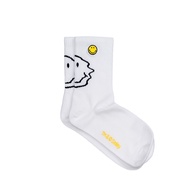 SMILEY GLITCH FACE CREW SOCKS (WHITE)