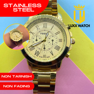 Don't Miss Out! Fossil Stainless Steel Watch Non Tarnish Non Fading Hypoallergenic Minimalist Premium Quality Round Water Resistant Stainless Steel Japan Machine Movement Watch for Men Gold 6262L - Fashionable Sale!