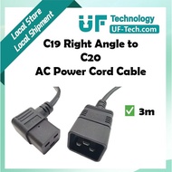 UFTECH C19 Right Angle to C20 AC Power Cord Extension Cable 16A 3m (1.5mm²)