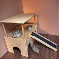 SALE Wooden Hamster Hideout Creative Design Guinea Pigs House Detachable Hamster Platform for Playin