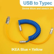 120W Type C Spring Charging Cable Type C to Type C Car Charging Data Cable