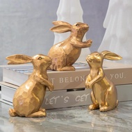 NEROSUN Resin Vintage Gold Bunny Decor Rabbit Figurines Small Easter Bunny Figurine Set of 3 Vintage