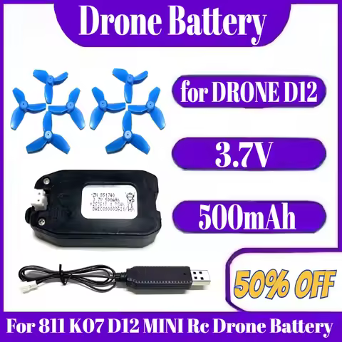 For 811 K07 D12 MINI Rc Drone Battery 3.7V 500mAh Li-Poly Battery for DRONE D12 Drone Battery