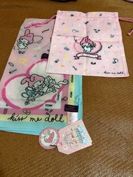 全新19年泰國kiss me doll x My Melody絲巾 (約100x100cm)連小袋