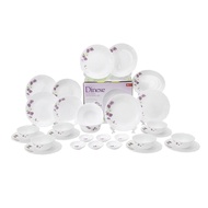 Felli Dinexe Opal Glass Dinnerware Set (24 Pcs) - Wavy Purple Daisy [FREE Opal Glass Serveware 5 Pcs