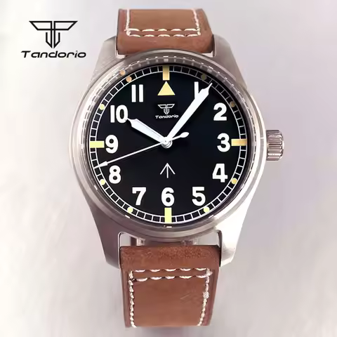 Tandorio 39mm Pilot Men's Automatic Watch Dive Mechanical Miyota8215 Movt AR Sapphire 20BAR Stainles