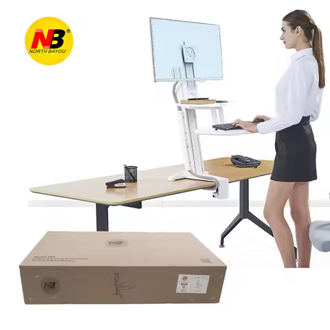 North Bayou NB L80 17-32'' Sit-Stand Workstation Tv Sliding Stand Rack Desk Table Clamp LCD Monitor 