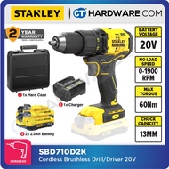 STANLEY SBD710D2K-B1 CORDLESS BRUSHLESS DRILL DRIVER 20V COME WITH 2x 2.0AH BATTERY & 1x CHARGER  [ 