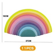 มอนเตสซอรี่ Montessori - บล็อกไม้สายรุ้ง เรนโบว์บล็อค  Rainbow block  สีพาสเทล Pastal Set สำหรับเด็ก