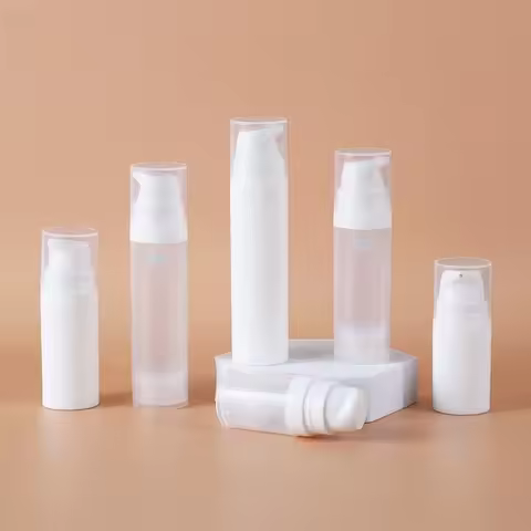 200PCS 5ML-20ML Mini PP Snap Airless Pump Bottle, Cosmetic Lotion Travel Refillable Empty Container 