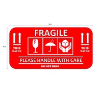 24pc Fragile Label 4x8cm Warning Sticker, Handle With Care, Do Not Drop, This Way Up, Keep Dry, Parc