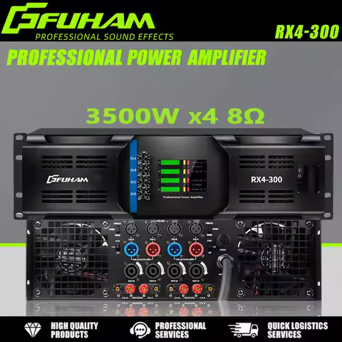 FUHAM RX4-300 power amplifier 8 ohms 3500W multifunctional LED display 3U power amplifier 4-channel 